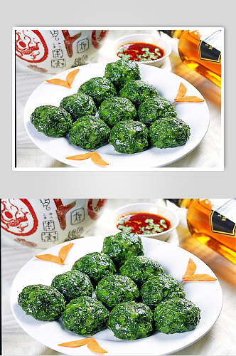 新鲜碧绿菜团元餐饮美食图片