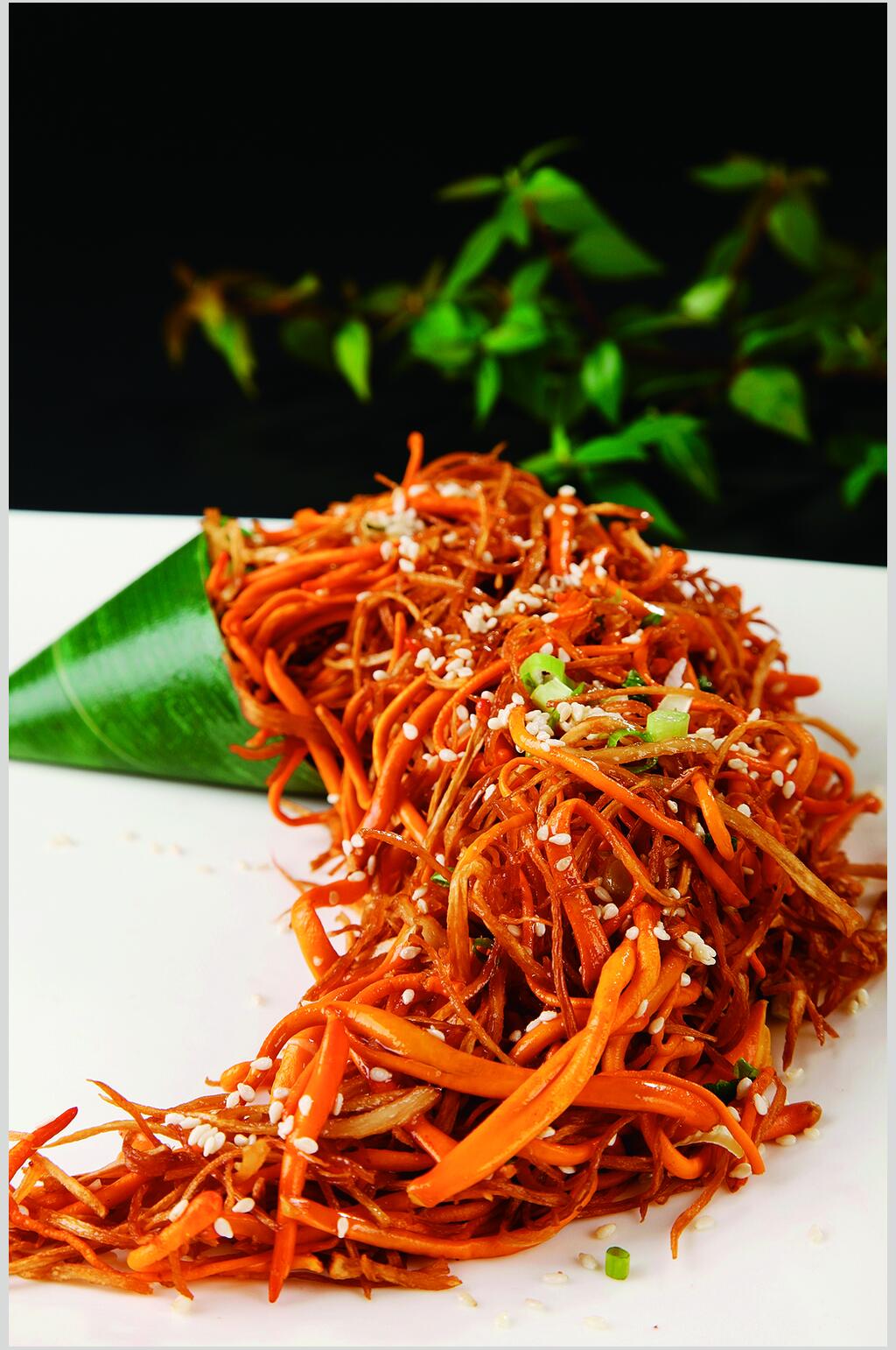 美味虫草花拌杏鲍菇食物图片素材
