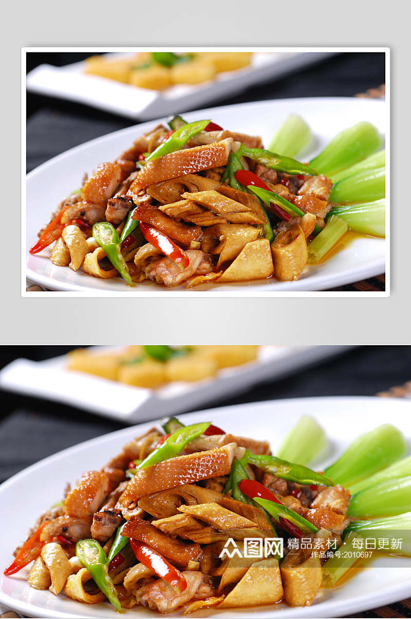 热菜仔姜焖土鸭美食摄影图片素材