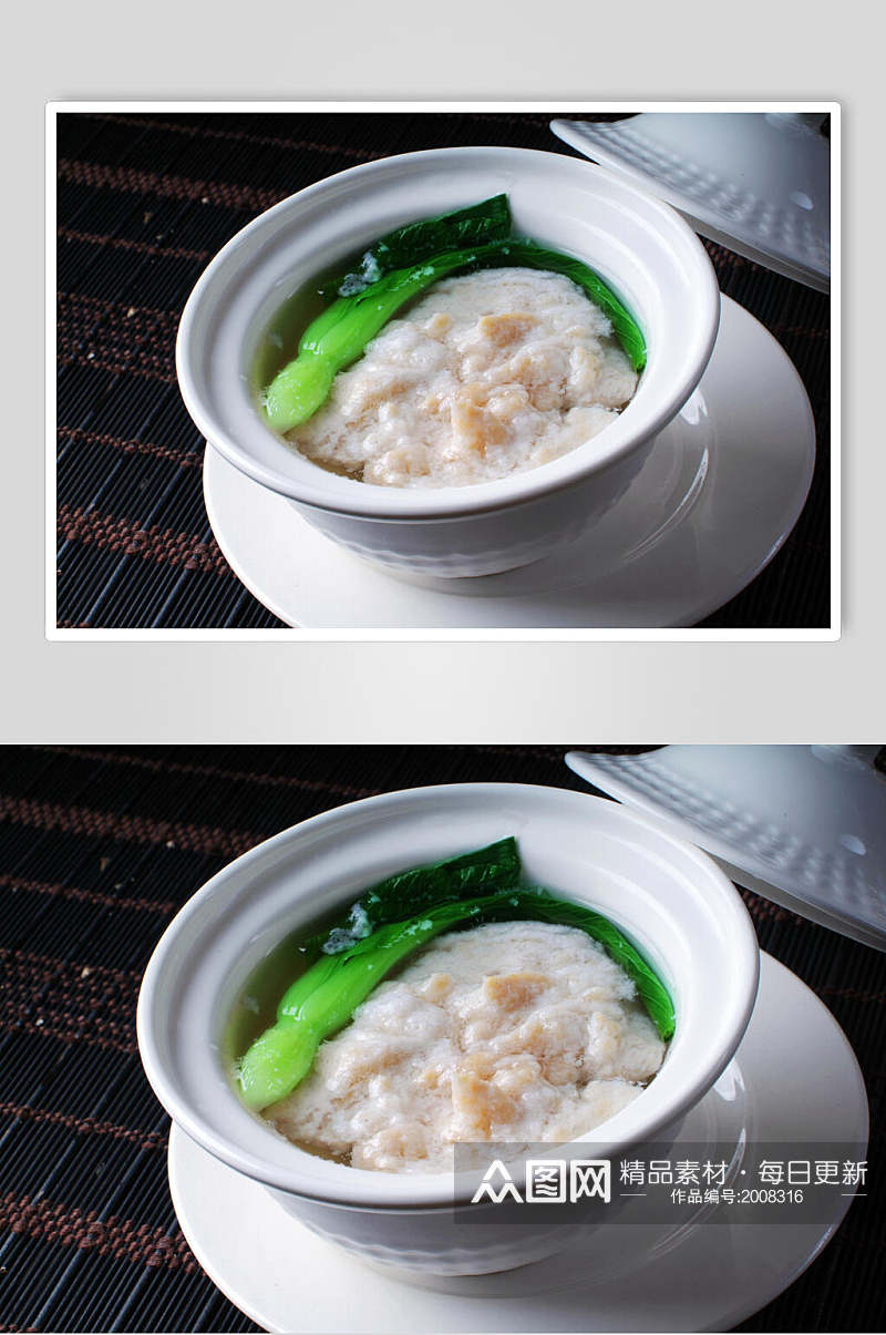 清汤鸡豆花盅食品高清图片素材