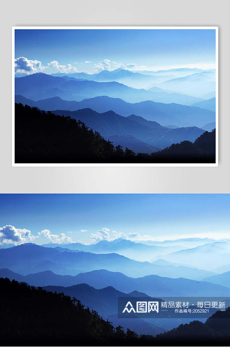 蓝色云海山峰山脉风景图片素材