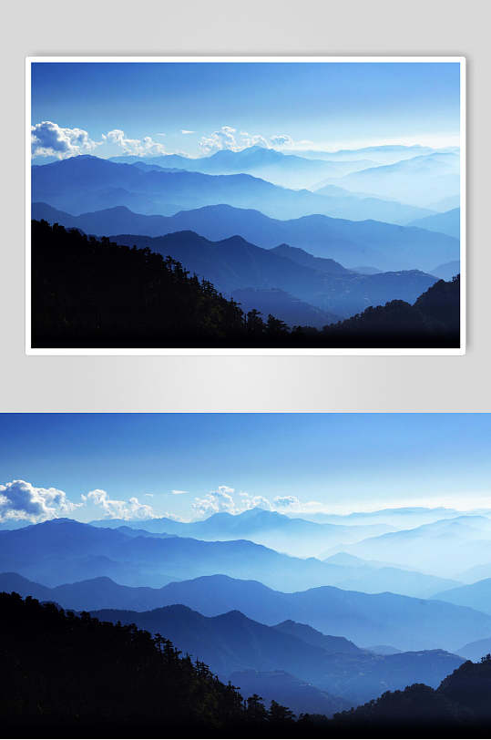 蓝色云海山峰山脉风景图片