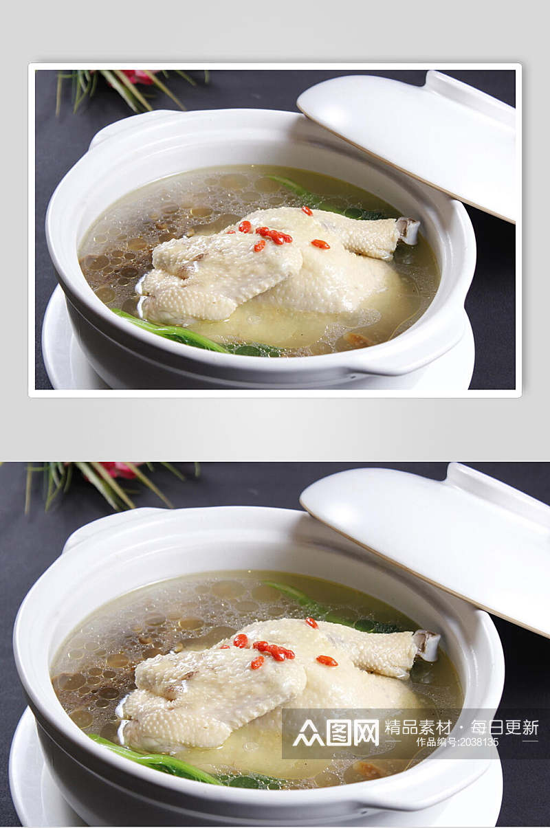 茶树菇炖土鸡食物食品图片素材