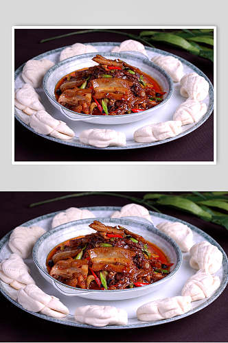 盐菜回锅肉美食摄影图片