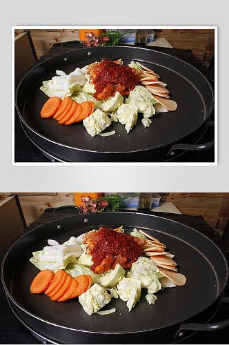 朝鲜铁板炒年糕餐饮美食图片