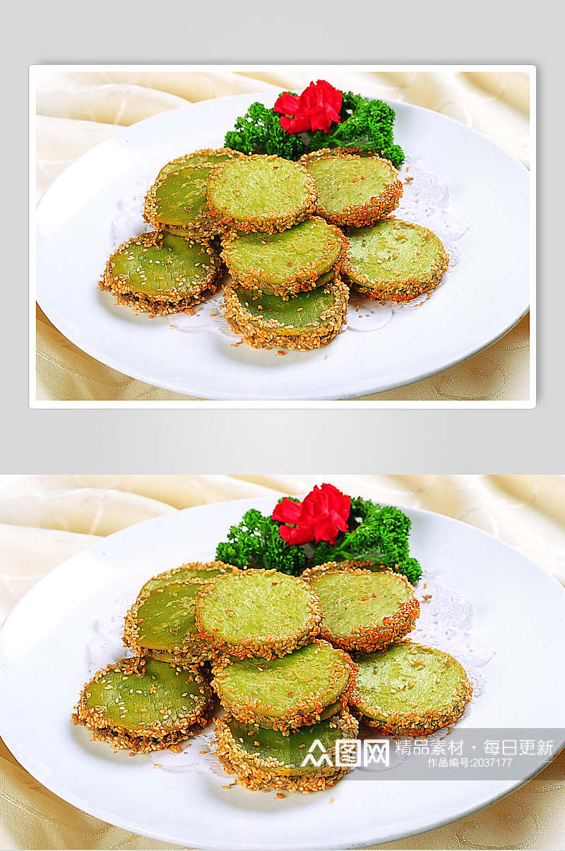鲜香美味绿茶佛饼食物高清图片素材