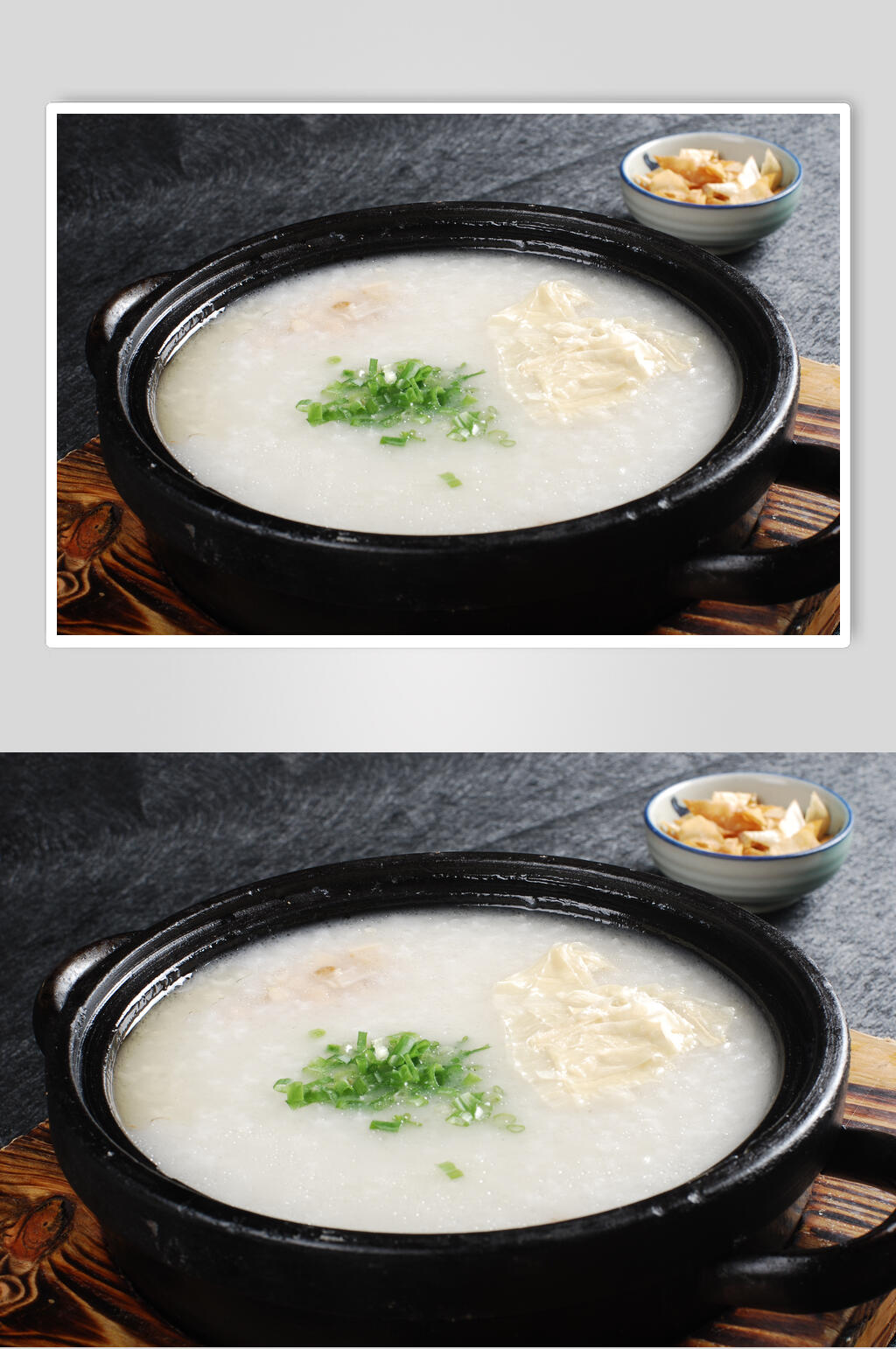 瑶柱白果府皮粥美食高清图片素材