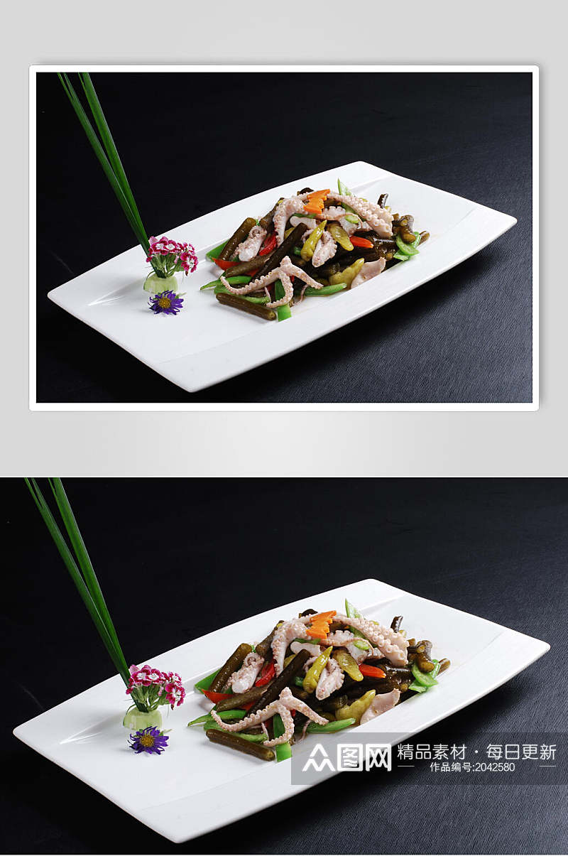 海笋炒八带美食食物图片素材