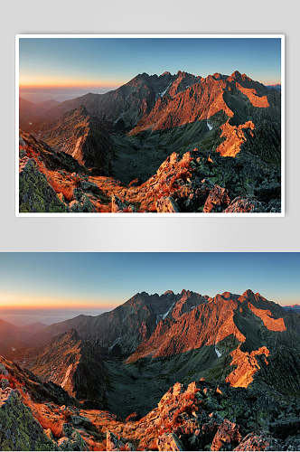 黄昏山峰山脉风景图片