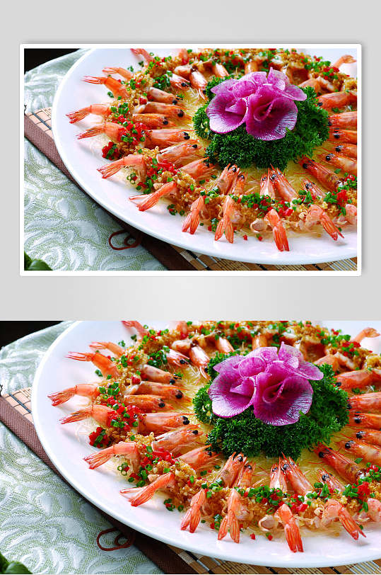 蒜蓉太平虾美食摄影图片