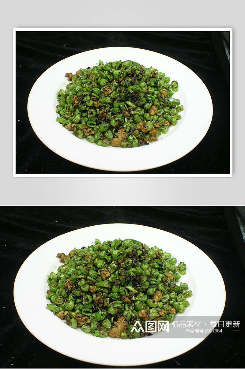 榄菜肉沫四季豆美食图片素材