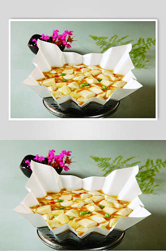 香浓蟹粉豆腐食物图片