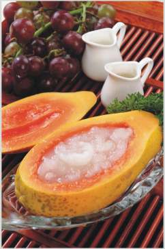 健康美味木瓜炖雪蛤美食食品图片