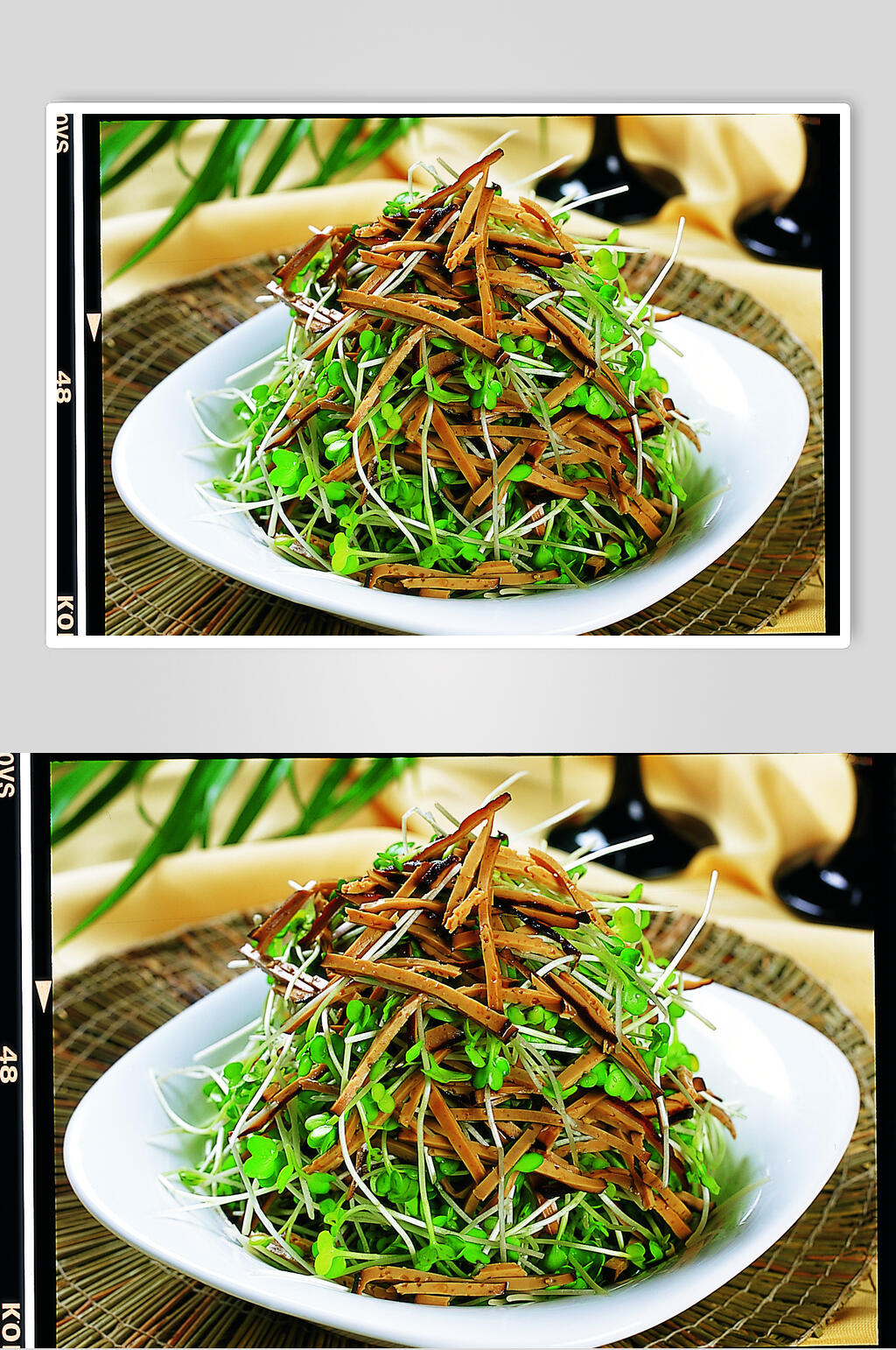 萝卜苗拌千层豆腐美食图片素材