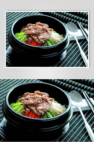 石锅牛肉拌饭美食摄影图片