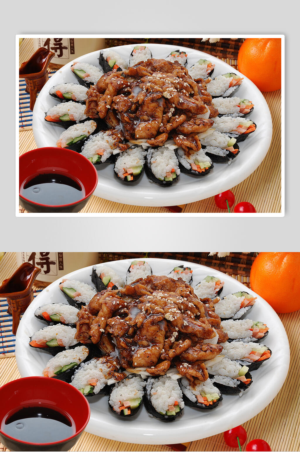 寿司黑椒扒猪排美食摄影图片素材