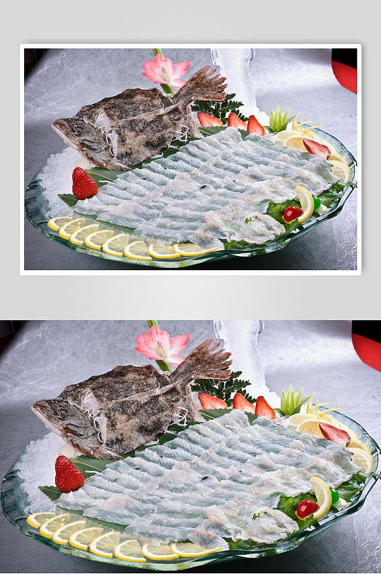 多宝鱼刺身食物高清图片
