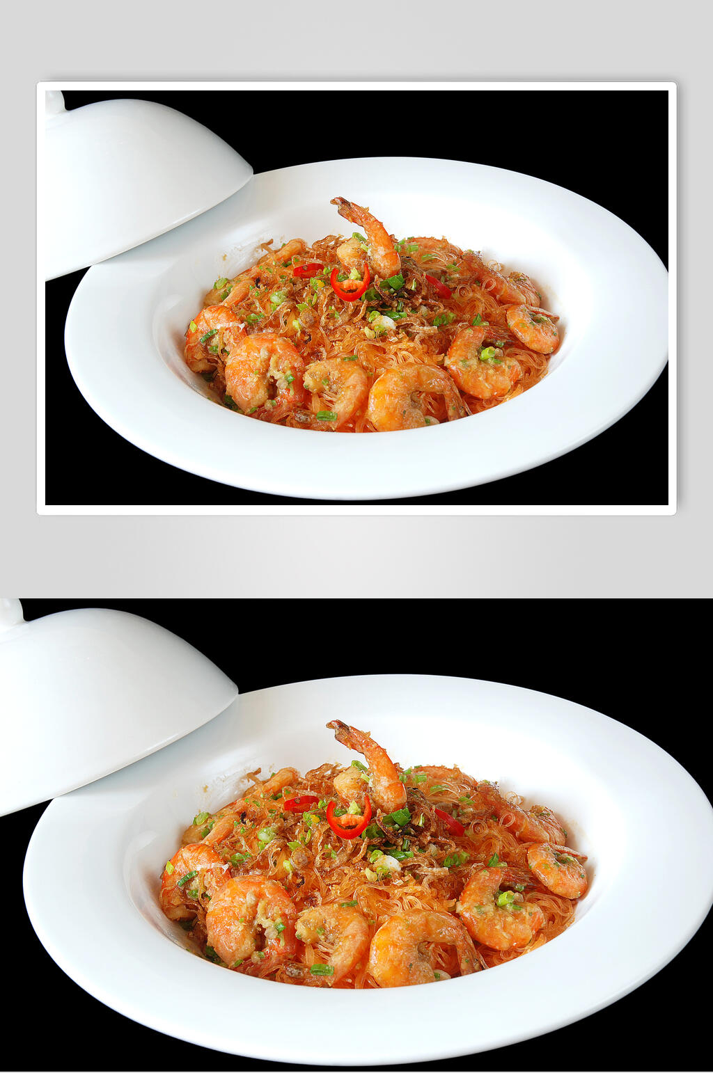 鲜虾粉丝煲美食摄影图片素材