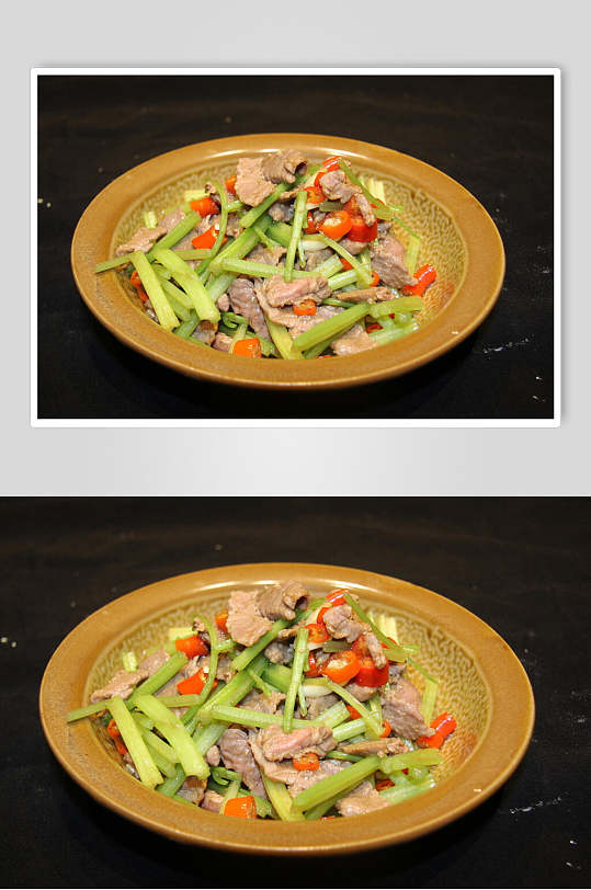 土芹菜炒牛肉美食图片