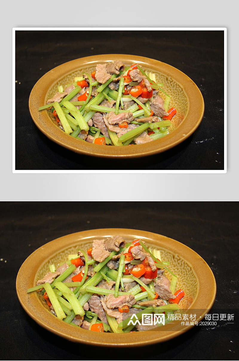 土芹菜炒牛肉美食图片素材