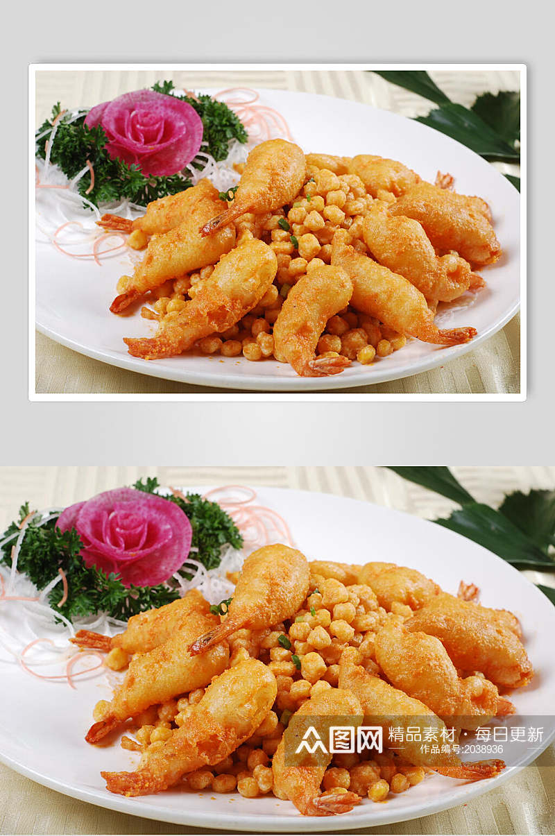 风味小吃金沙粟米虾美食食品图片素材