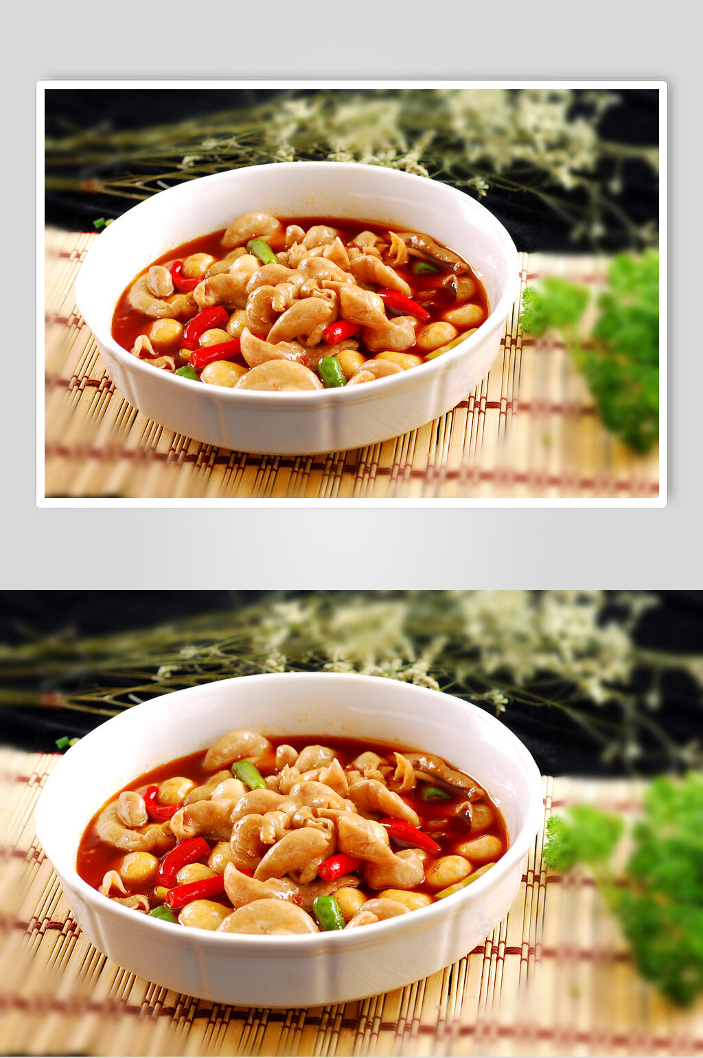 荤菜热肥肠烧肥肠美食摄影图片素材
