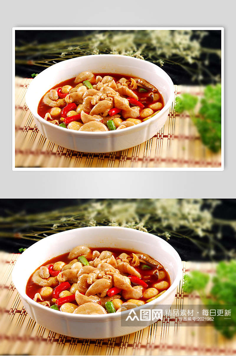 荤菜热肥肠烧肥肠美食摄影图片素材