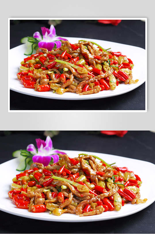热菜双椒牛肉丝美食摄影图片
