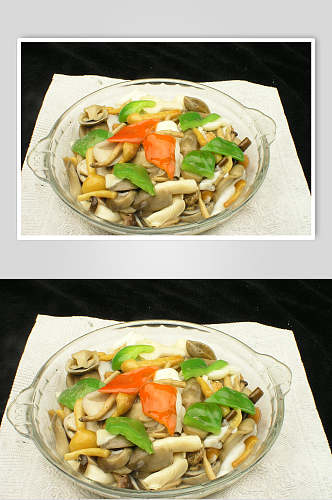 素炒野山菌食品摄影图片