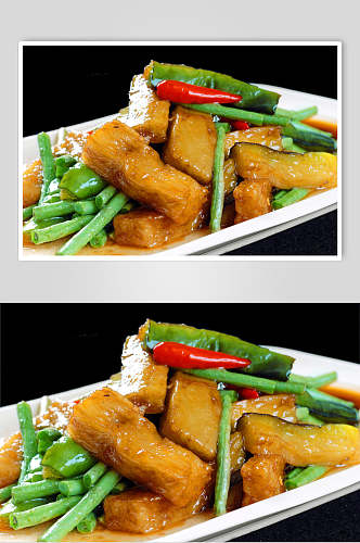 姜豆炒茄子餐饮食品图片