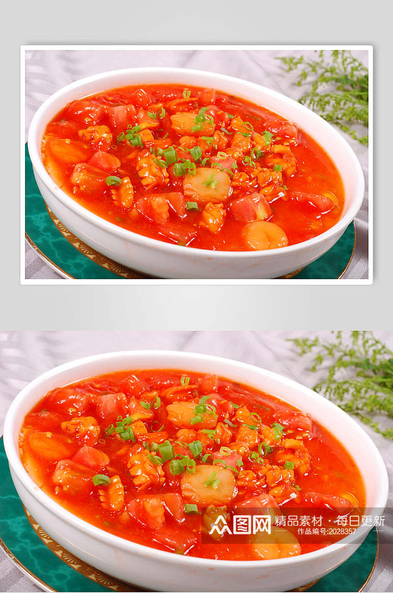 新鲜番茄海鲜煮山水豆腐摄影图片素材