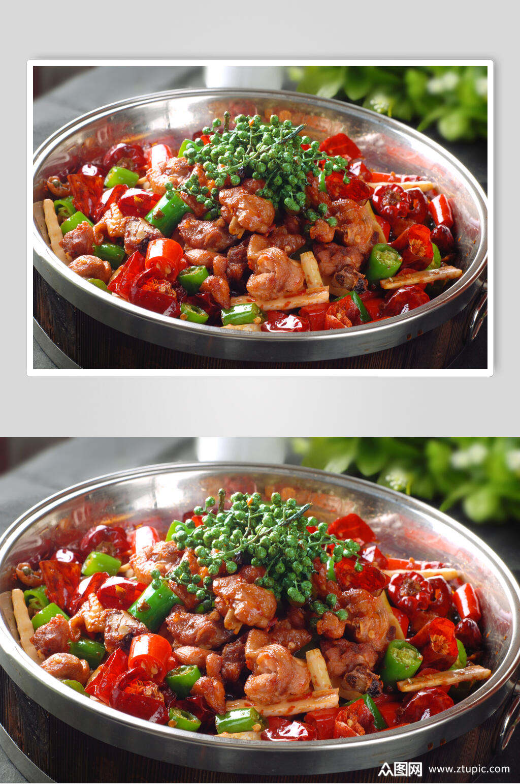 鲜椒爆野鸡美食摄影图片
