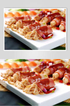 川黔菜培根金菇卷食品摄影图片