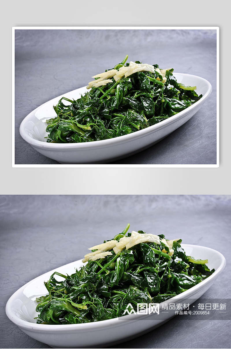 姜汁鸡油豌豆苗美食摄影图片素材