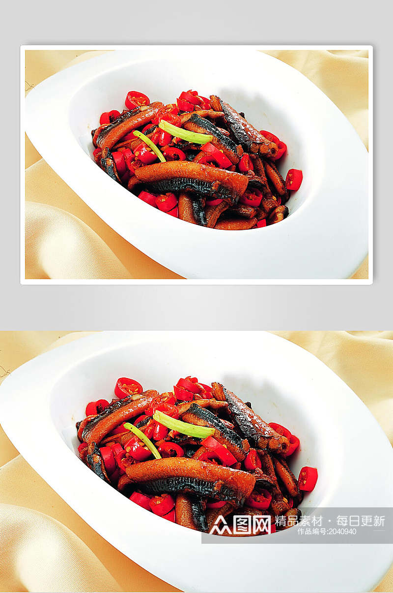 野藠头炒鳝鱼美食食物图片素材