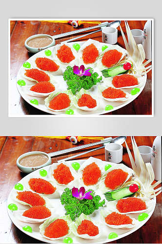 鱼籽生菜包美食摄影图片