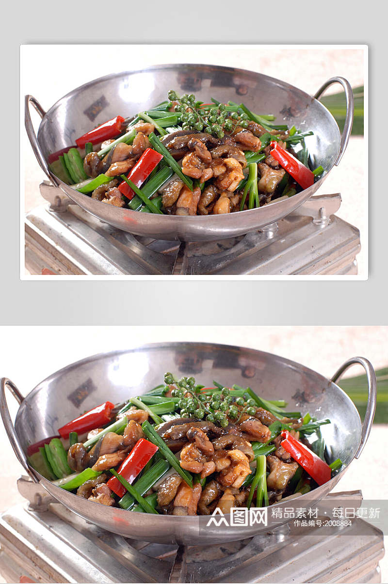 热菜干锅韭香鸡美食摄影图片素材