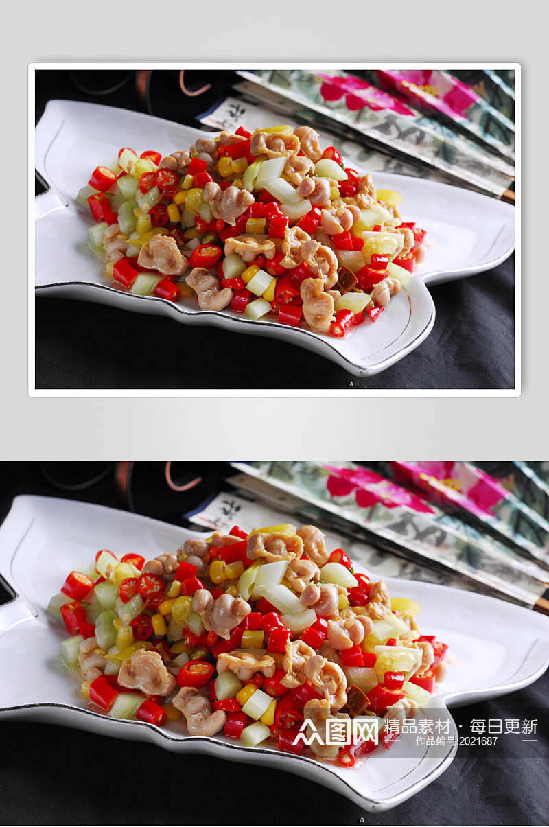 热菜小米椒炒鸽胗美食摄影图片素材