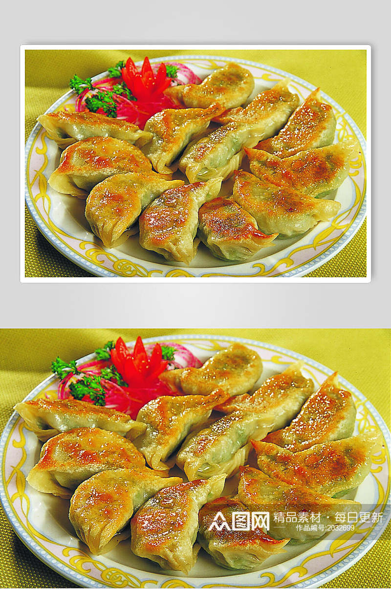 香煎韭菜饺食物摄影图片素材
