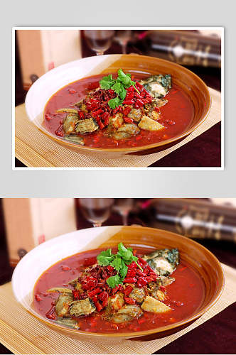 河鲜香辣江团食品摄影图片