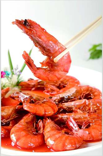 海鲜油靠大虾美食食物图片