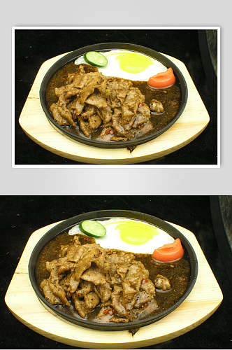 平锅黑椒牛肉食品摄影图片