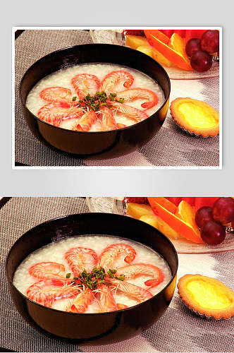 白虾粥套餐美食摄影图片