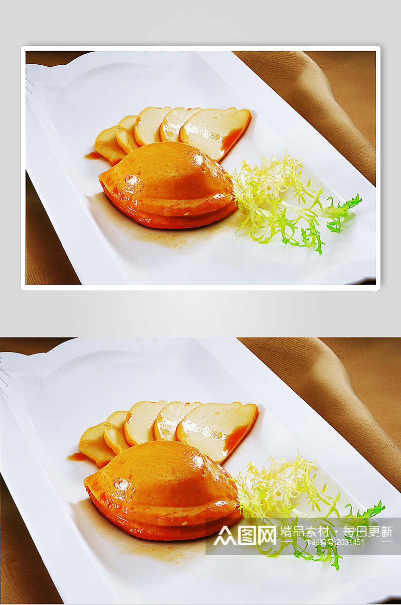 新鲜美味卤水素鲍鱼食物图片素材
