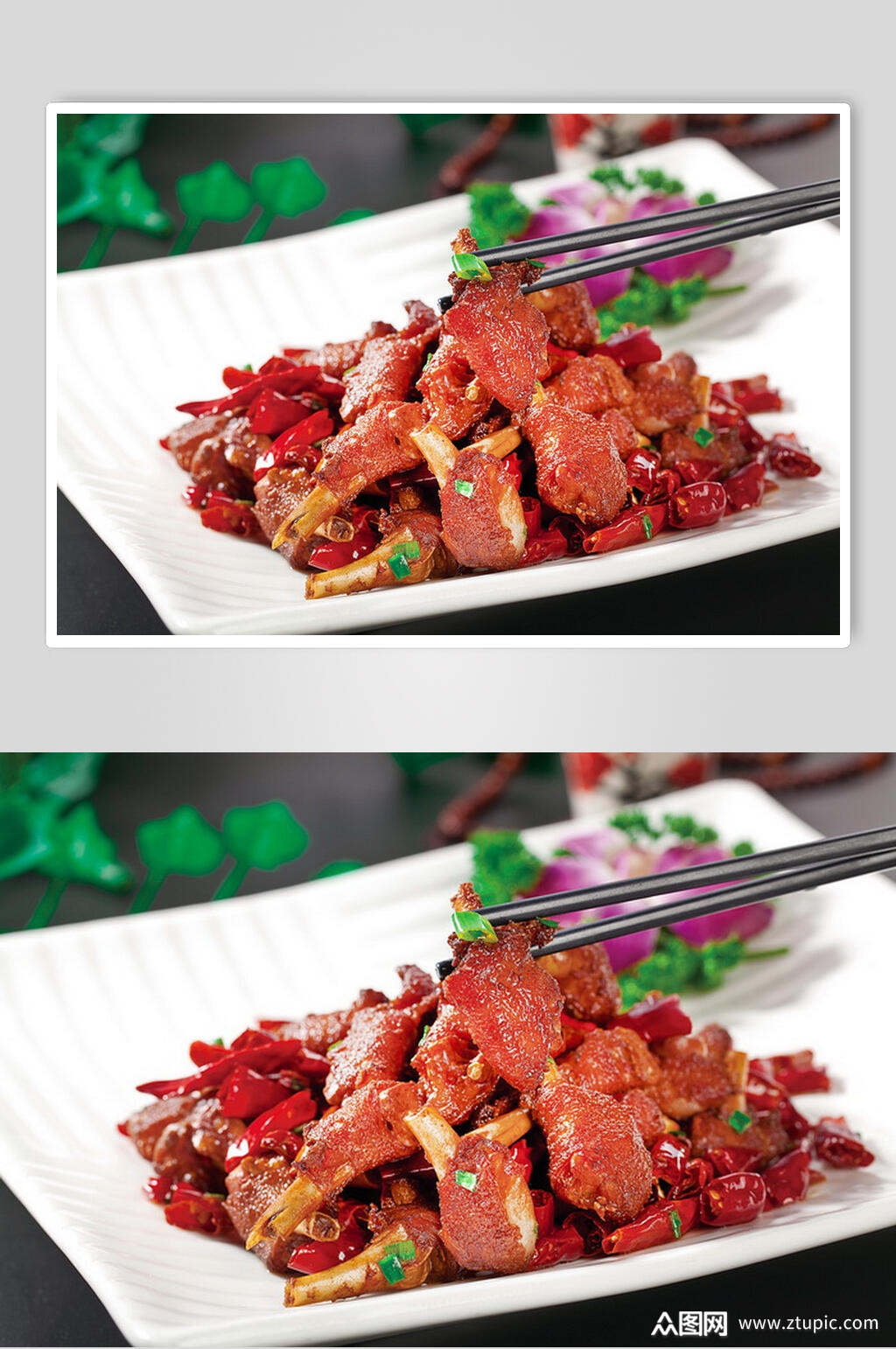 香辣鸭拐美食摄影图片