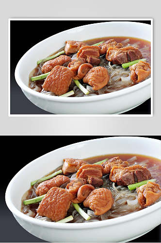 热菜大肉炖粉条美食摄影图片