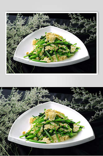 清新美味韭菜炒蛋餐饮食品图片