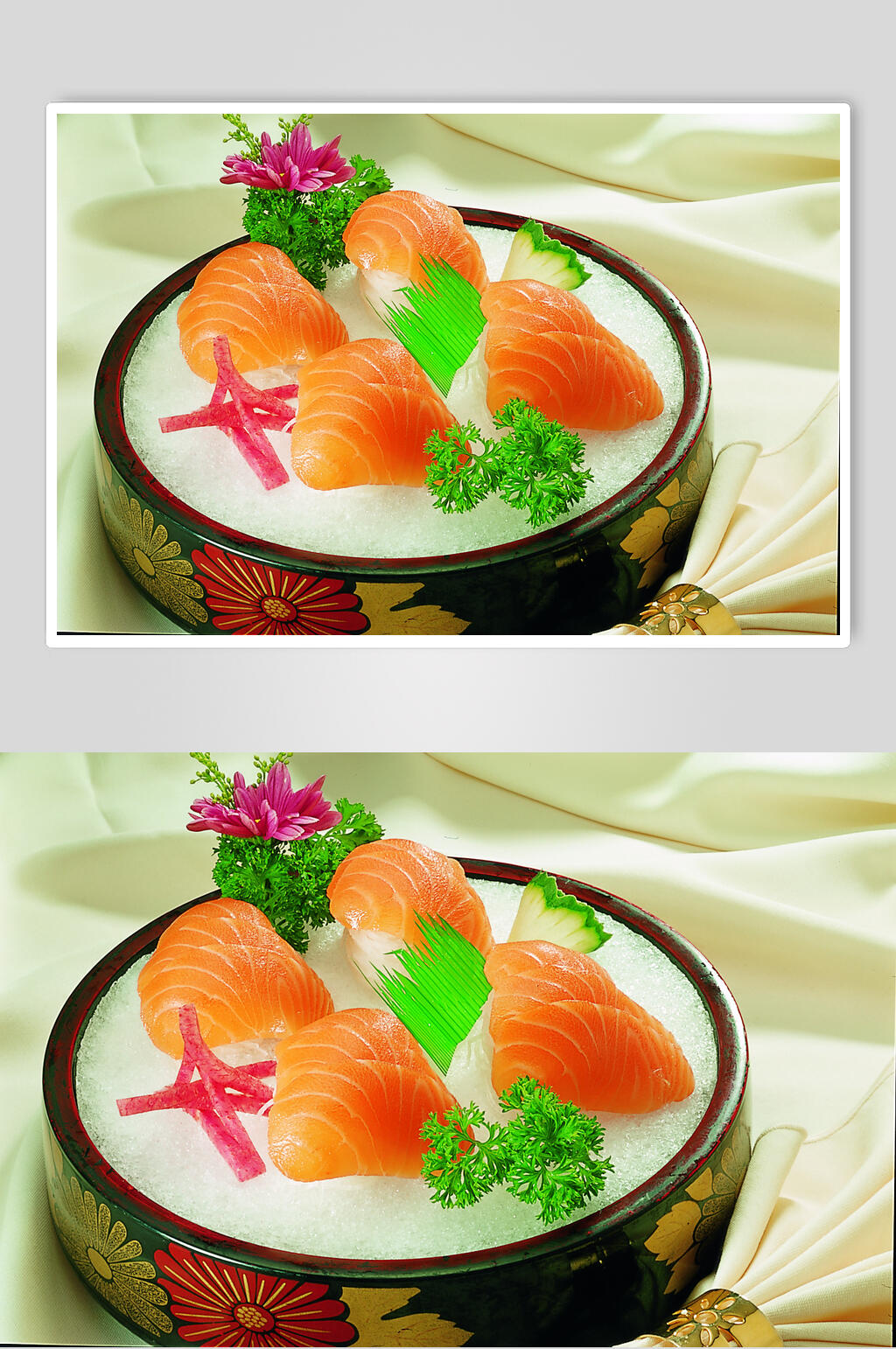 高端三文鱼刺身美食食品图片素材