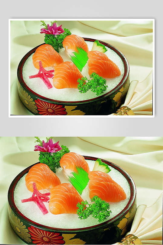 高端三文鱼刺身美食食品图片