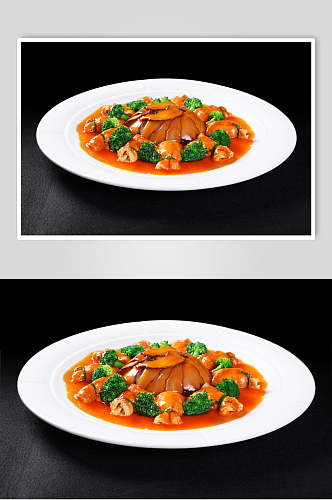 口袋豆腐扒白灵菇餐饮食品图片